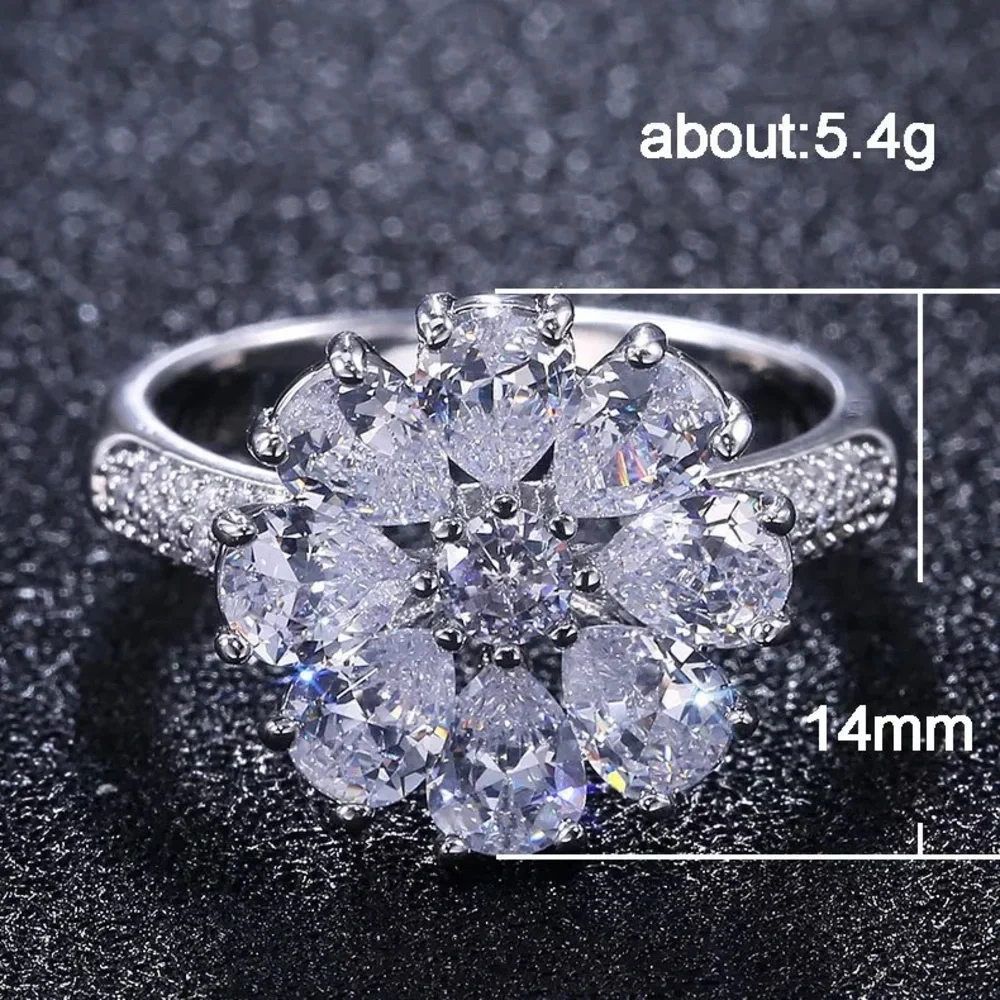 New 925 Silver Flower Diamond Women’s Ring